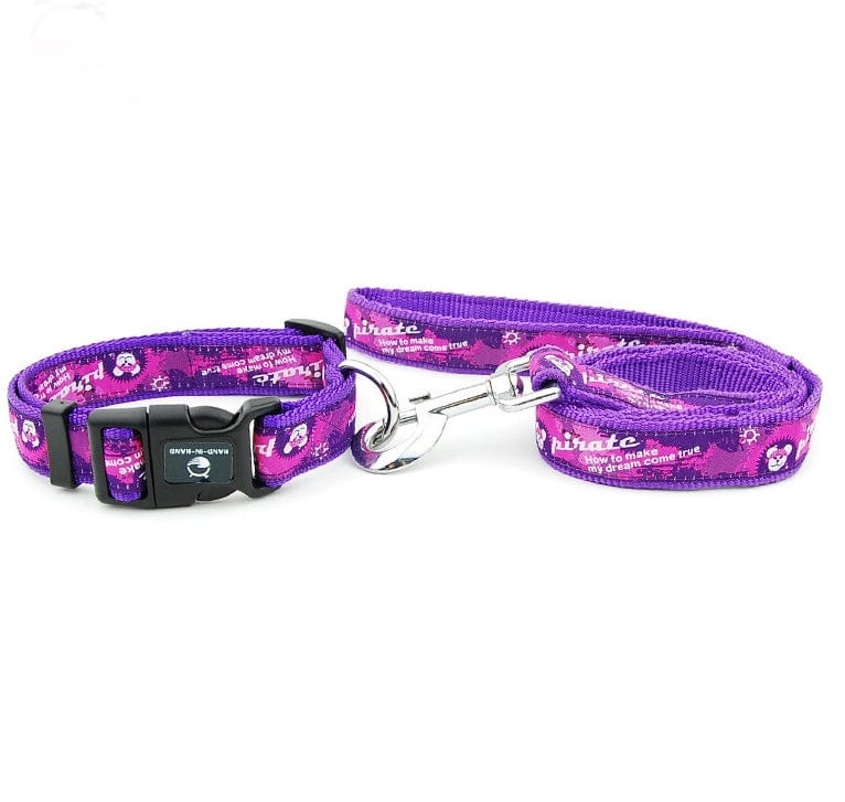 KUTKUT Dog Collar Combo Set | Matching Collar & Leash | Safety Set for Daily Outdoor Walking Running & Training Small Medium Dogs Cats (Purple, Adjustable Neck: 38cm - 54cm)-Harness-kutkutstyle